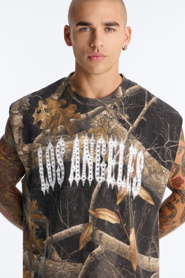 Real Tree Shadow Los Angeles Rhinestone Fleece Muscle Tee