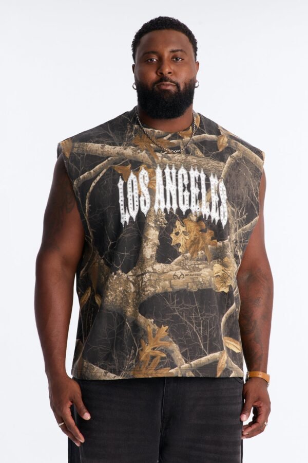 Real Tree Shadow Los Angeles Rhinestone Fleece Muscle Tee