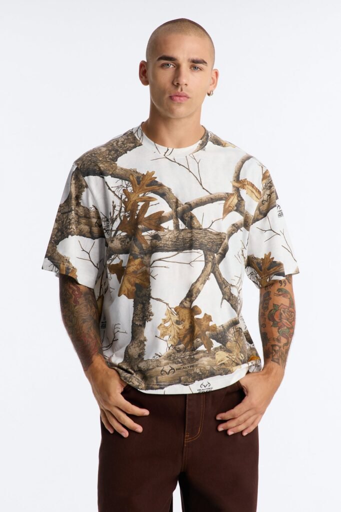 Real Tree Snow Woven Patch Boxy Short Sleeve Tee