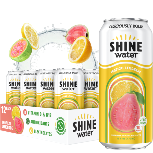 Shine Water Tropical Lemonade Vitamin D enhanced water 12-pack and can