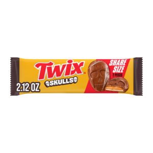 Twix Skull Caramel Chocolate Halloween Cookie Candy Bars, Share Size - 2.12 oz Pack