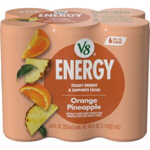 V8 Energy Orange Pineapple Energy Drink, 8 fl oz Can, 6 Pack