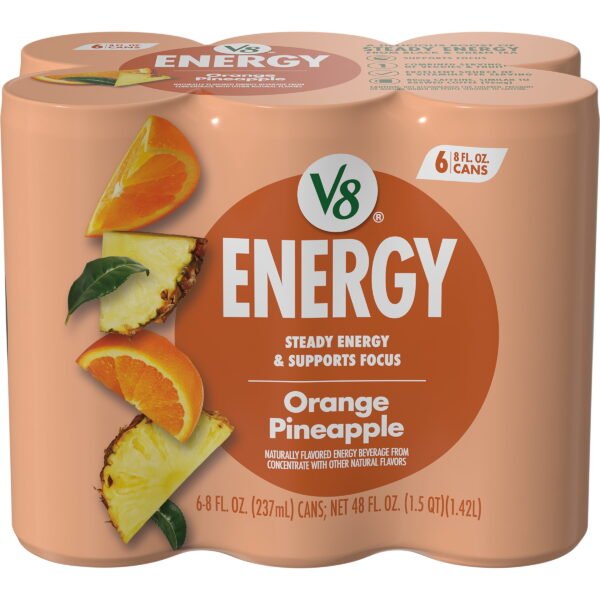 V8-Energy-Orange-Pineapple-Juice-Energy-Drink-8-fl-oz-Can-6-Count_536b6b9a-cdf0-46dc-a3b0-e7fa0aa5a177.3dd0be148173da5fe9d83df1edae008b.jpeg V8 Energy Orange Pineapple Energy Drink, 8 fl oz Can, 6 Pack