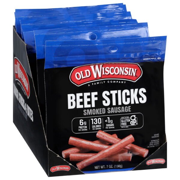 Old Wisconsin Beef Snack Sticks, 7 oz, Fully cooked and Smoked Snack Sticks