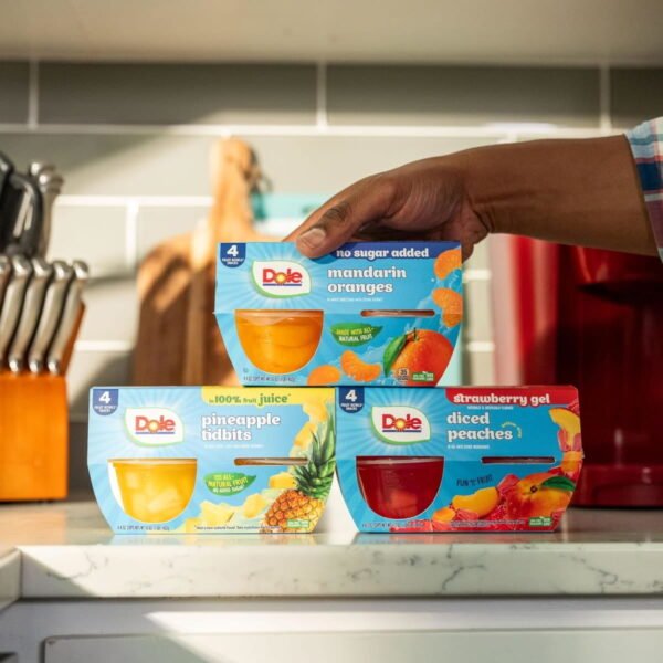ae21d982-acf2-4e8e-ac00-3de79aef07a5.6420d2f5f4a93376510e1a9d739485e2.jpeg Dole Fruit Bowls Pineapple Tidbits in 100% Fruit Juice, 4 oz Cups (4 Pack)