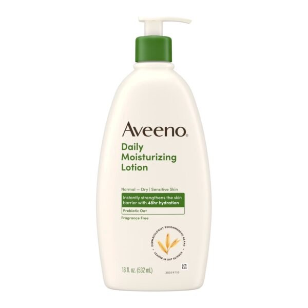 Aveeno Daily Moisturizing Body Lotion and Facial Moisturizer for Face, Body and Dry Skin, 18 fl oz