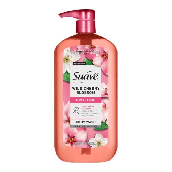 bb-18155570364 Suave Wild Cherry Blossom Moisturizing Body Wash with Glycerin & Vitamin E, 30 FL OZ Pump