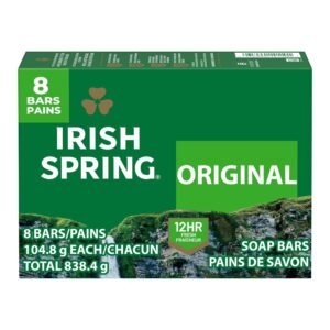 Irish Spring Original Deodorant Bar Soap for Men, With Flaxseed Oil, 3.7 oz Bar (8 Pack)