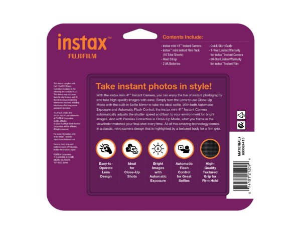 Fujifilm Instax Mini 41 Instant Camera with Bonus 10 Pack of Film (Value Pack)