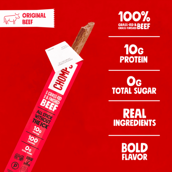 df7ef367-ce74-45a7-a367-7e00298901e0.9d6488a8c0df55c8dcc8fcb5e35d4689.png Chomps Grass-Fed And Finished Original Beef Jerky Meat Snack (8 Count)
