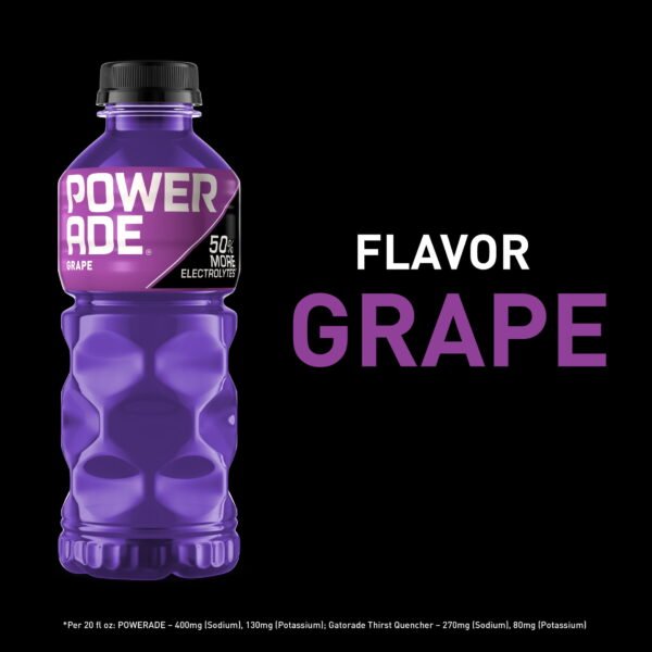 POWERADE Grape Electrolyte Sports Drink Bottles, 20 fl oz, 8 Pack