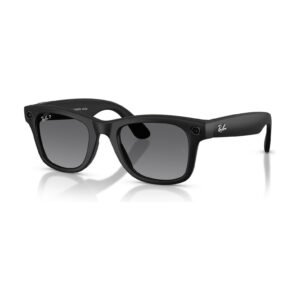 Ray-Ban Unisex Size 53 AI Smart Meta Wayfarer Gen 2 Glasses with Charging Case, Matte Black/Polarized Gradient Graphite